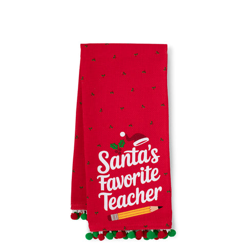 Santa's Favorite Dog Mom Tea Towel