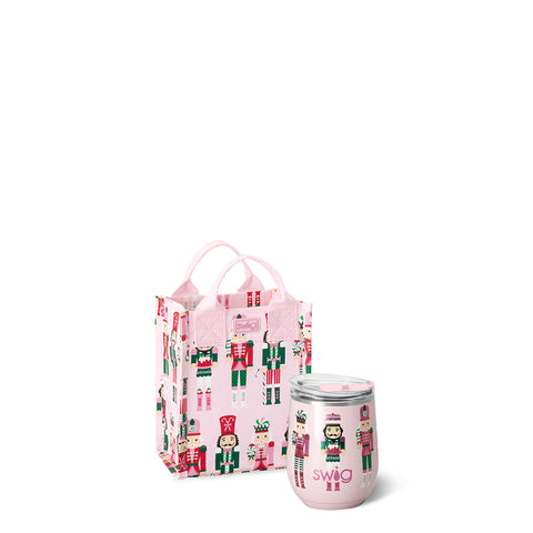 Winter Cardinals + Christmas Plaid Stemless Wine Gift Set