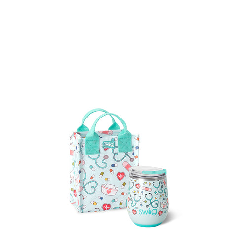 Winter Cardinals + Christmas Plaid Stemless Wine Gift Set