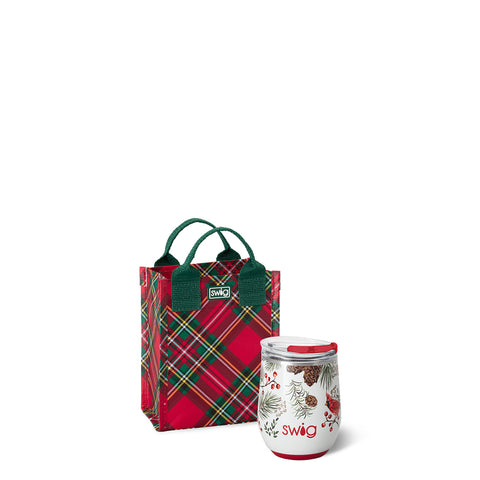 Winter Cardinals + Christmas Plaid Tumbler Gift Set