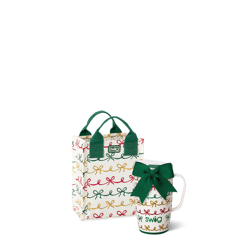 Christmas Bows Travel Mug 18oz Gift Set