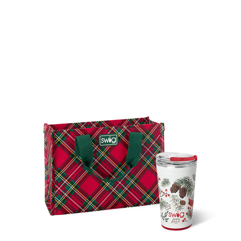 Winter Cardinals + Christmas Plaid Tumbler Gift Set