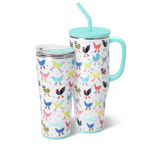 Swig Life Funky Chicken Mega Set including a 32oz Tumbler and a 40oz Mega Mug