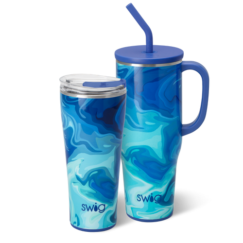 Swig Life Blue Lagoon Mega Set including a 32oz Tumbler and a 40oz Mega Mug