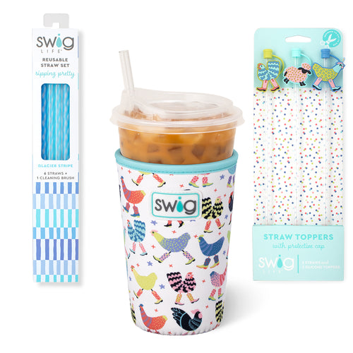 swig-life-signature-insulated-neoprene-reusable-straws-straw-topper-accessory-bundle-funky-chicken-main