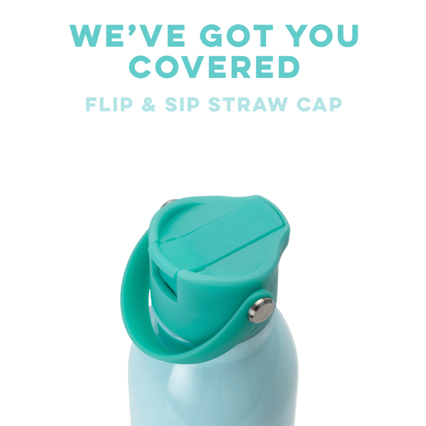 Swig Life Aqua Flip + Sip Straw Cap Lid animation with easy carry handle