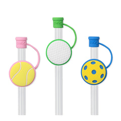 Swig Life Sports Straw Topper Set Animation showing silicone caps coming on and off of straws - Swig Life