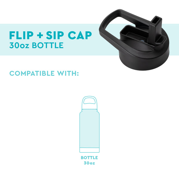 Swig Life Black Flip + Sip Cap fit guide compatible with 30oz Bottle