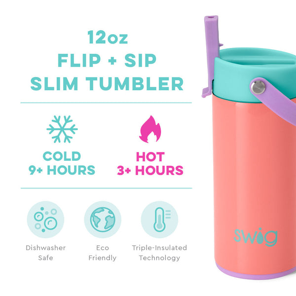 Coral Crush Flip + Sip Slim Tumbler (12oz)