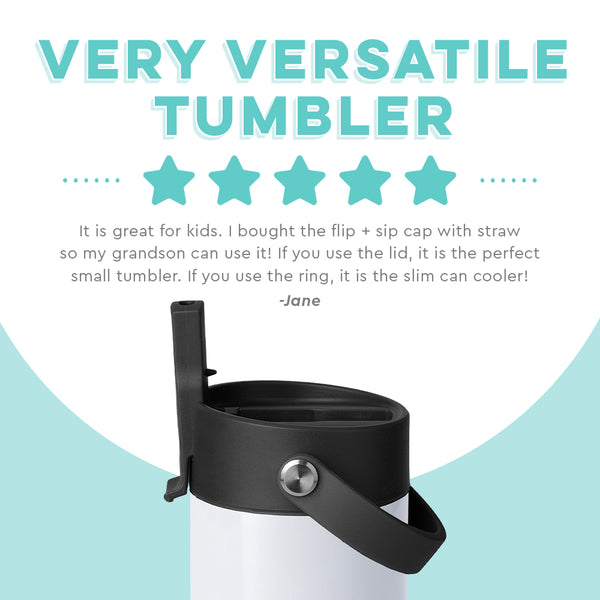 Shimmer Diamond White Flip + Sip Slim Tumbler (12oz)