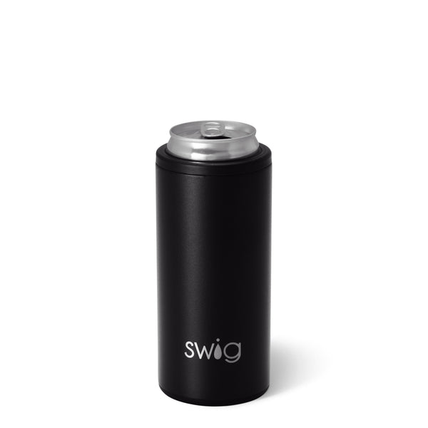Swig Life 12oz Black Insulated Skinny Can Cooler