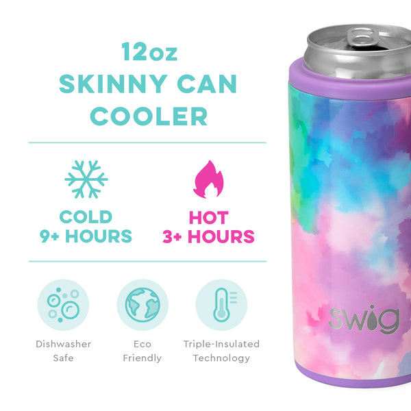 Swig Life 12oz Cloud Nine Skinny Can Cooler temperature infographic - cold 9+ hours or hot 3+ hours