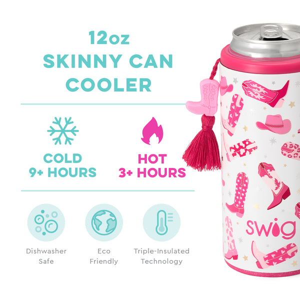 Swig Life 12oz Let's Go Girls Skinny Can Cooler temperature infographic - cold 9+ hours or hot 3+ hours