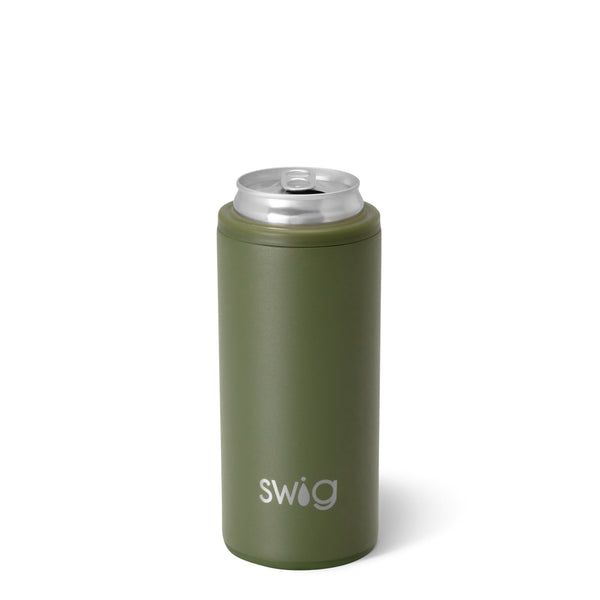 Swig Life 12oz Olive Insulated Skinny Can Cooler