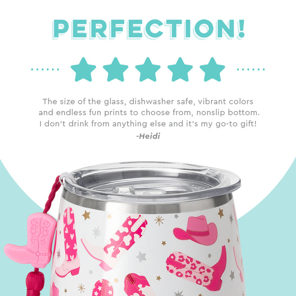 Swig Life customer review on 14oz Let's Go Girls Stemless Wine Cup - Perfection