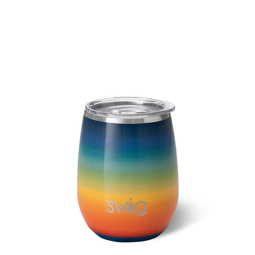 Retro Rainbow Stemless Wine Cup (14oz)