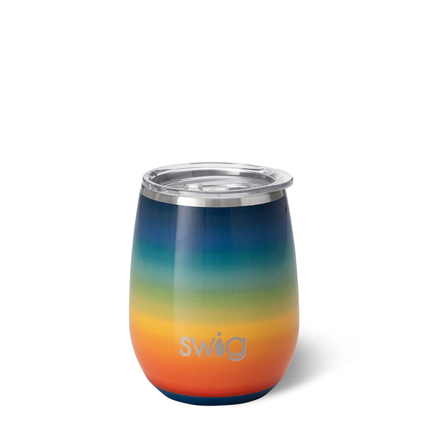Retro Rainbow Stemless Wine Cup (14oz)