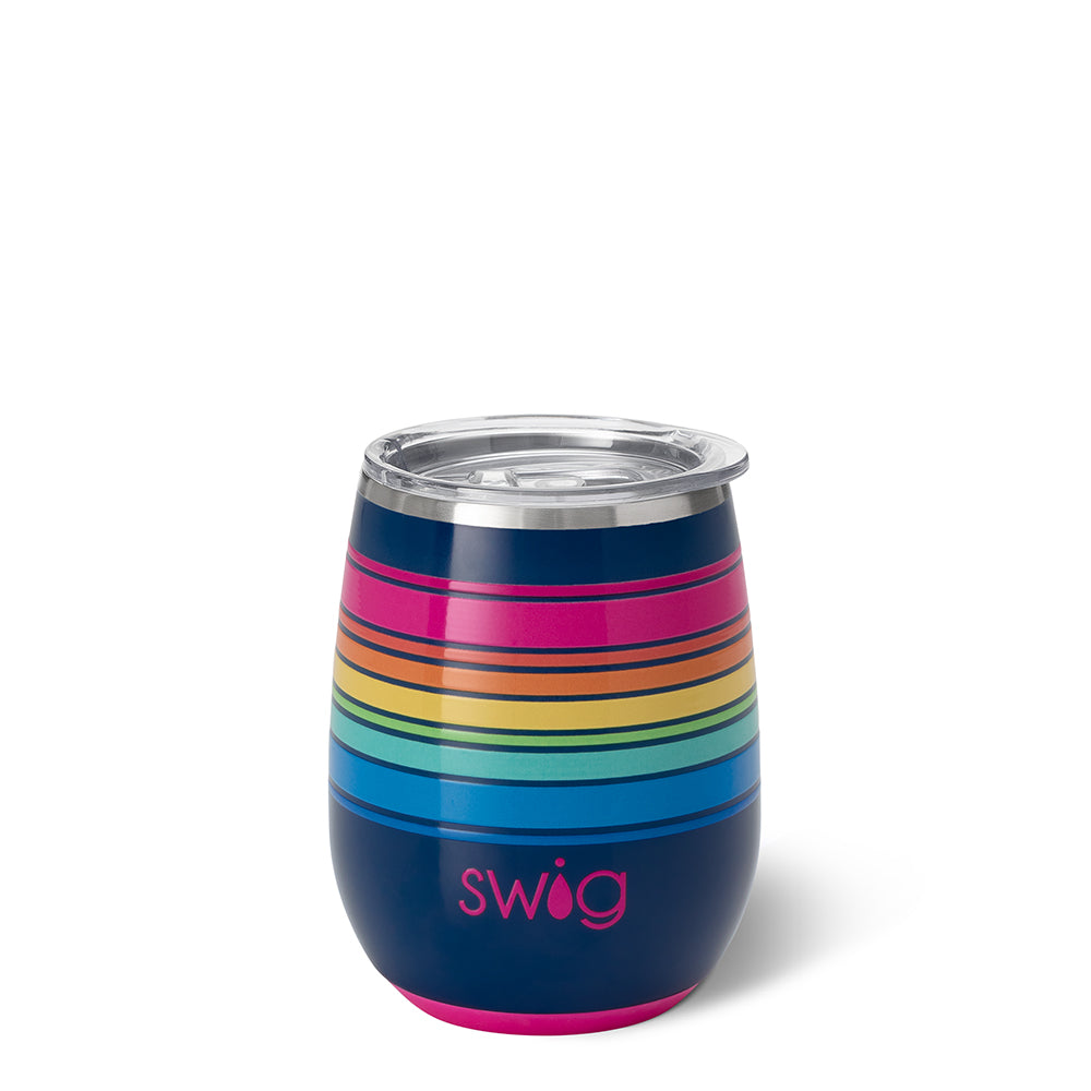 Swig Life Stemless Wine Cup - Electric Slide Insulated Stainless Steel - 14oz - Dishwasher Safe with A Non-Slip Base