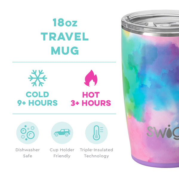 Swig Life 18oz Cloud Nine Travel Mug temperature infographic - cold 9+ hours or hot 3+ hours