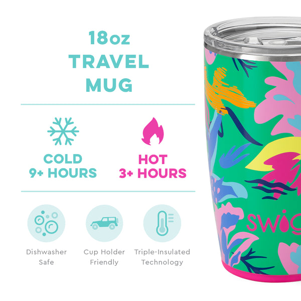 Swig Life 18oz Paradise  Travel Mug temperature infographic - cold 9+ hours or hot 3+ hours