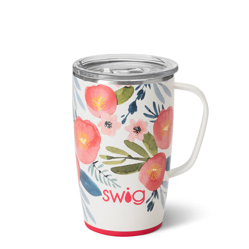 Swig Life 18oz Poppy Fields Insulated Travel Mug with Handle
