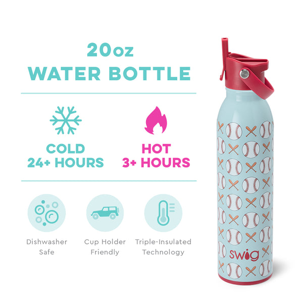 Swig Life 20oz Home Run Insulated Flip + Sip Cap Water Bottle temperature infographic - cold 24+ hours or hot 3+ hours