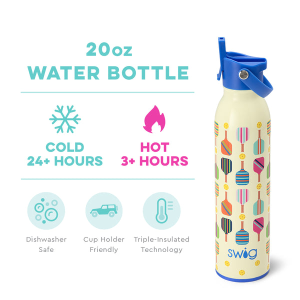 Swig Life 20oz Pickleball Insulated Flip + Sip Cap Water Bottle temperature infographic - cold 24+ hours or hot 3+ hours