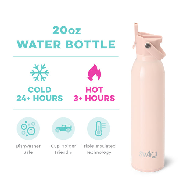 Swig Life 20oz Shimmer Ballet Insulated Flip + Sip Cap Water Bottle temperature infographic - cold 24+ hours or hot 3+ hours