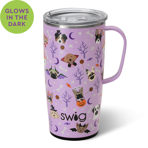 Swig Life 22oz Howl-o-ween Insulated Travel Mug with Handle and Glow-in-the-dark pattern