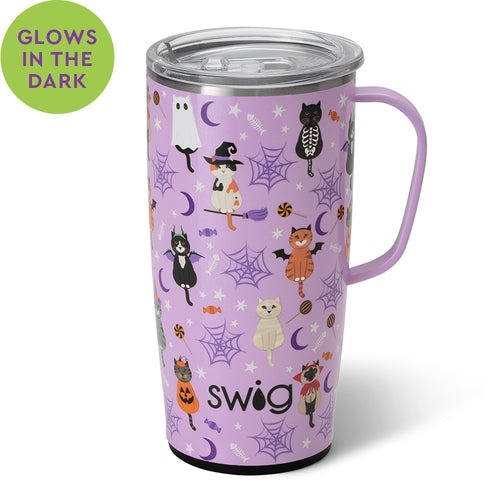 Swig Life 22oz Scaredy Cat Insulated Travel Mug with Handle and Glow-in-the-dark pattern