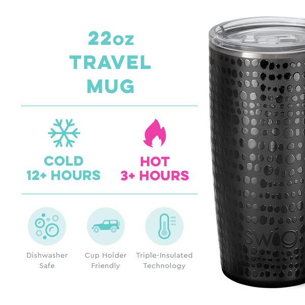 Swig Life 22oz Glamazon Onyx Travel Mug temperature infographic - cold 12+ hours or hot 3+ hours