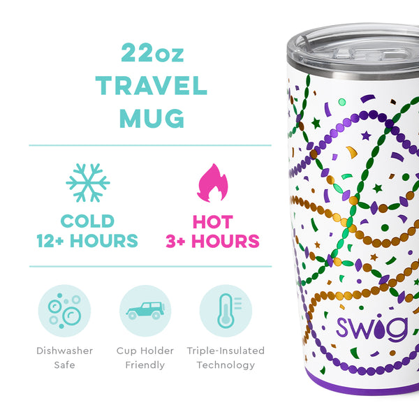 Swig Life 22oz Hey Mister Travel Mug temperature infographic - cold 12+ hours or hot 3+ hours