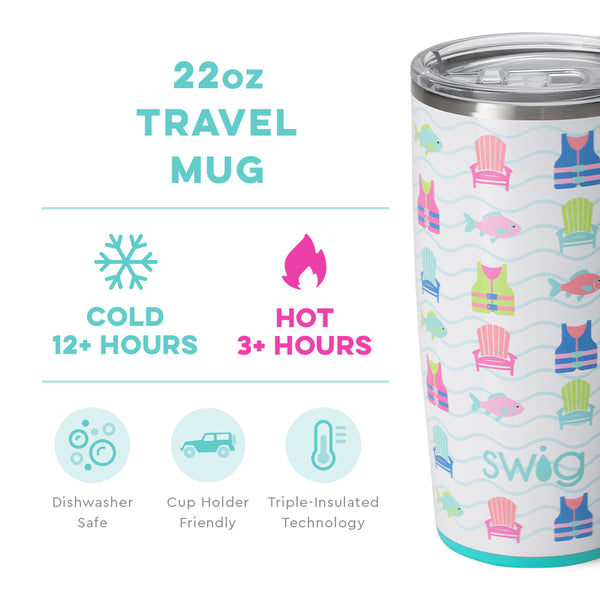 Swig Life 22oz Lake Girl Travel Mug temperature infographic - cold 12+ hours or hot 3+ hours