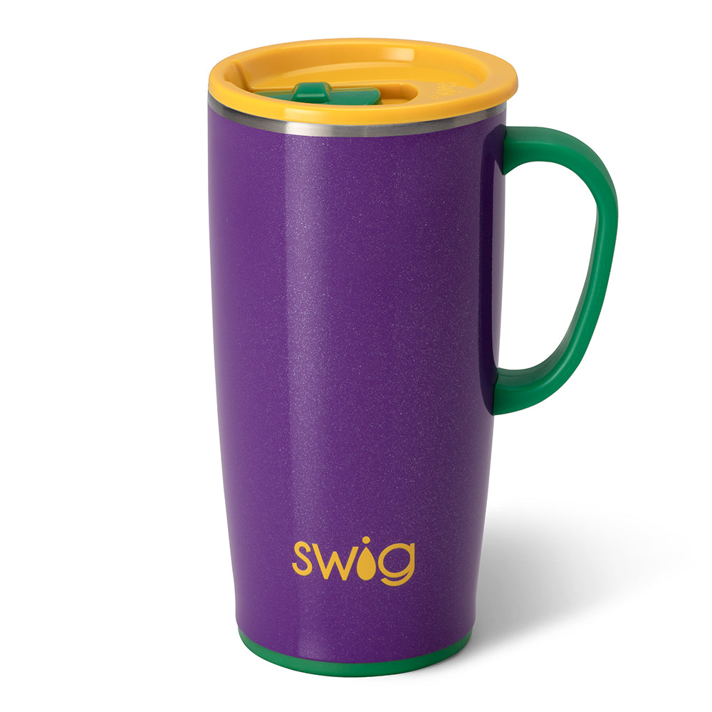 Swig Life Travel Mug with Handle - Electric Slide Insulated Stainless Steel - 22oz - Dishwasher Safe with A Non-Slip Base