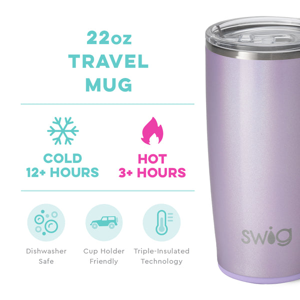 Swig Life 22oz Pixie Travel Mug temperature infographic - cold 12+ hours or hot 3+ hours