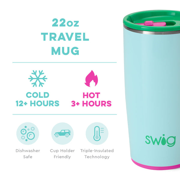 Swig Life 22oz Prep Rally Travel Mug temperature infographic - cold 12+ hours or hot 3+ hours