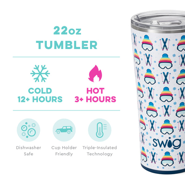 Swig Life 22oz Après Ski Tumbler temperature infographic - cold 12+ hours or hot 3+ hours