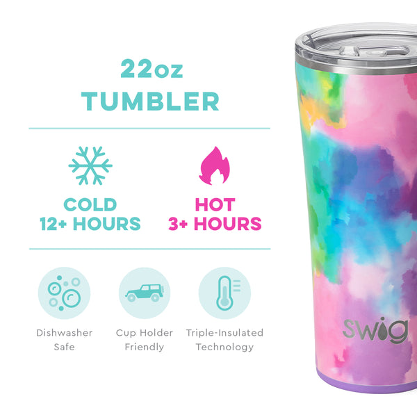 Swig Life 22oz Cloud Nine Tumbler temperature infographic - cold 12+ hours or hot 3+ hours