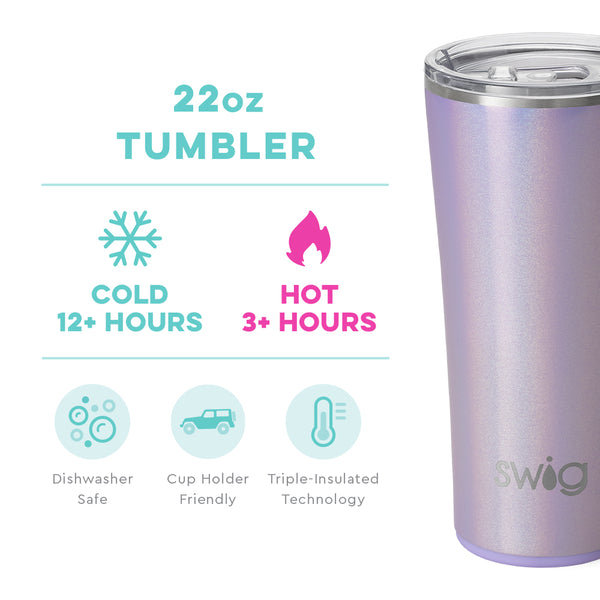 Swig Life 22oz Pixie Tumbler temperature infographic - cold 12+ hours or hot 3+ hours