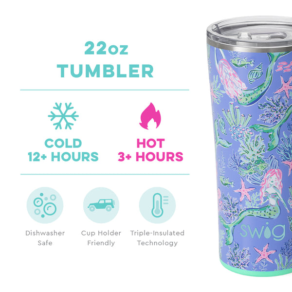 Swig Life 22oz Under the Sea Tumbler temperature infographic - cold 12+ hours or hot 3+ hours