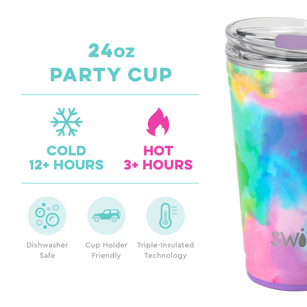 Swig Life 24oz Cloud Nine Party Cup temperature infographic - cold 12+ hours or hot 3+ hours
