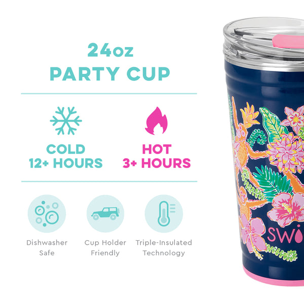 Swig Life 24oz Jungle Gym Party Cup temperature infographic - cold 12+ hours or hot 3+ hours