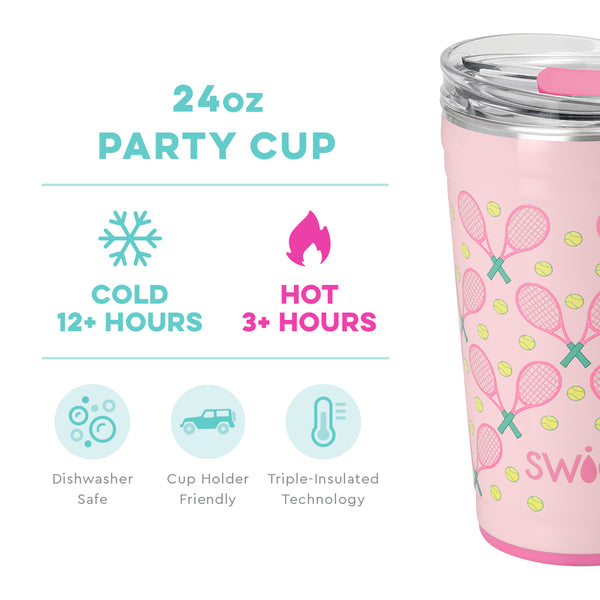 Swig Life 24oz Love All Party Cup temperature infographic - cold 12+ hours or hot 3+ hours