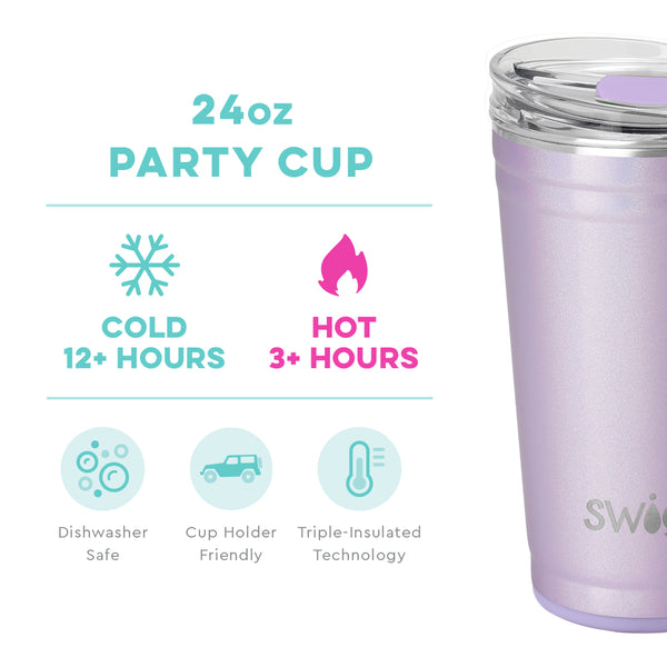 Swig Life 24oz Pixie Party Cup temperature infographic - cold 12+ hours or hot 3+ hours