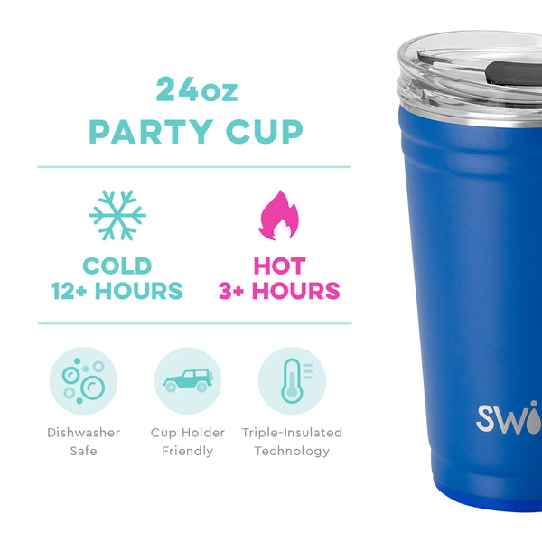 Swig Life 24oz Royal temperature infographic - cold 12+ hours or hot 3+ hours