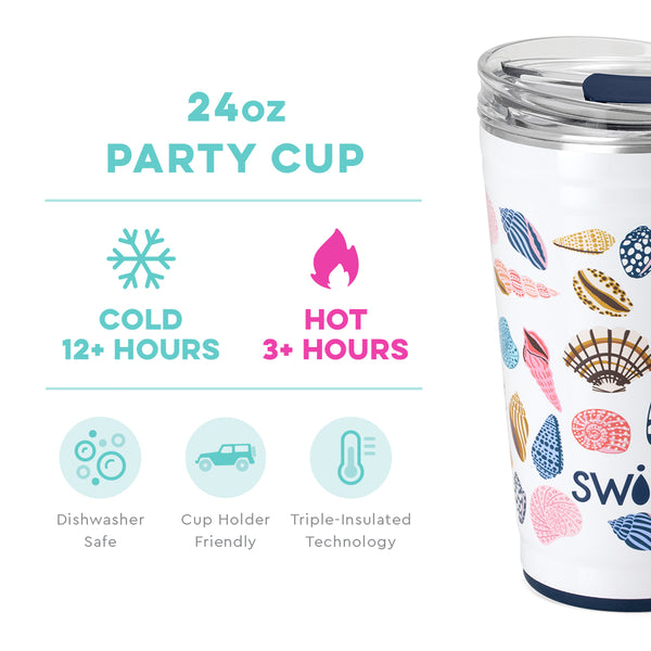 Swig Life 24oz Sea La Vie Party Cup temperature infographic - cold 12+ hours or hot 3+ hours