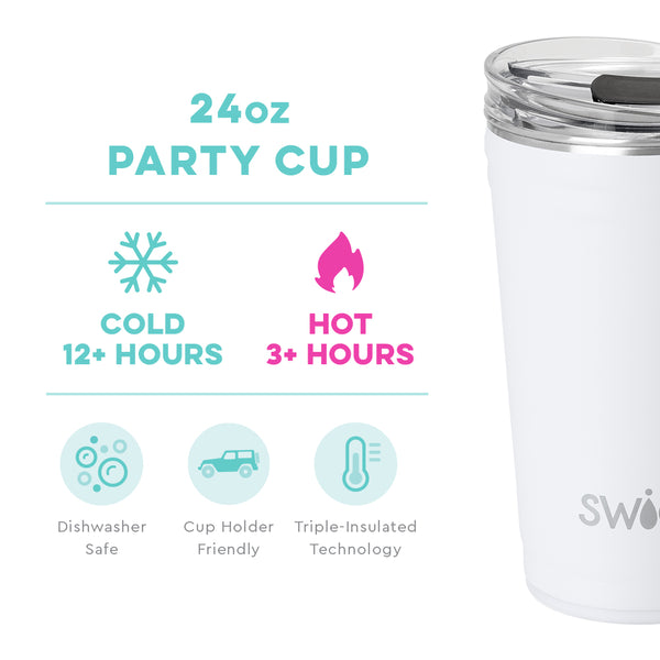 Swig Life 24oz White temperature infographic - cold 12+ hours or hot 3+ hours