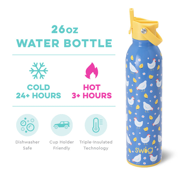 Swig Life 26oz Chicks Dig It Insulated Flip + Sip Cap Water Bottle temperature infographic - cold 24+ hours or hot 3+ hours