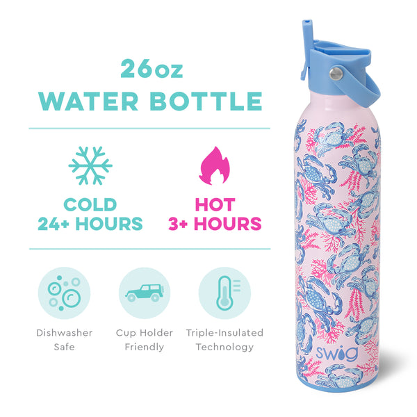 Swig Life 26oz Get Crackin' Insulated Flip + Sip Cap Water Bottle temperature infographic - cold 24+ hours or hot 3+ hours