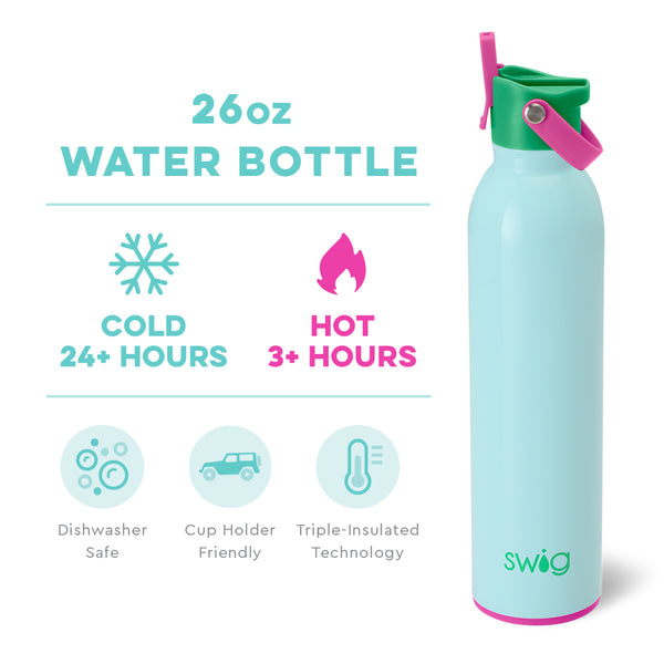 Swig Life 26oz Prep Rally Insulated Flip + Sip Cap Water Bottle temperature infographic - cold 24+ hours or hot 3+ hours